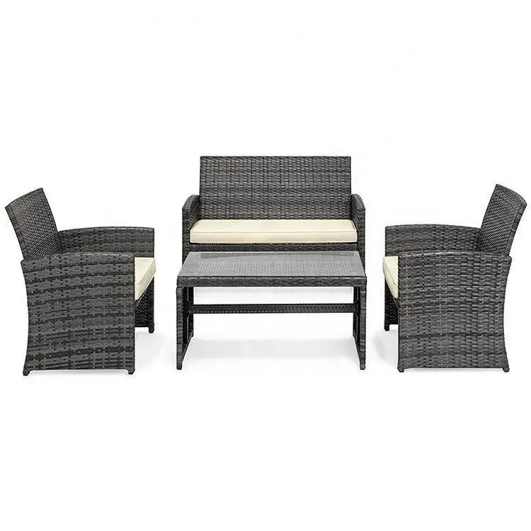 Outdoor Patio Furniture Rattan Sofa 4 Pc Garden Furniture Rattan Sofa