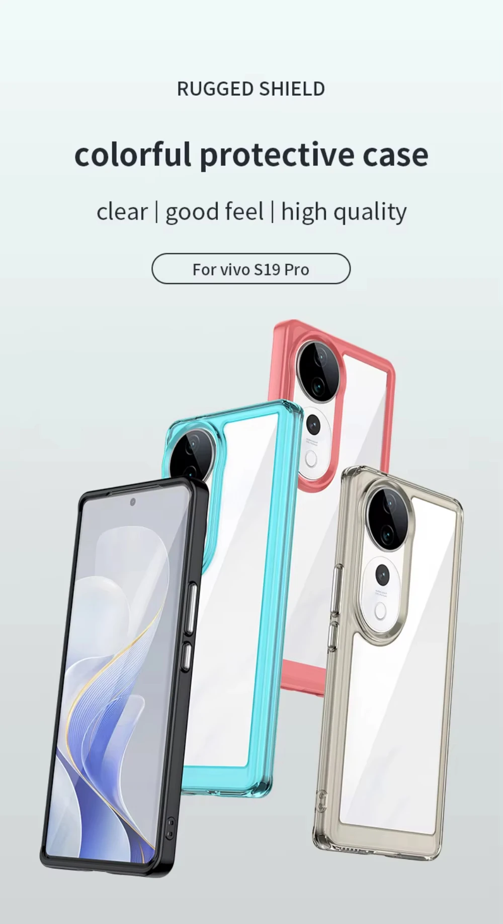 product laudtec clear back phone case for vivo s19 pro hard acrylic soft tpu shockproof cover colorful transparent for vivo v40 sjk992-28