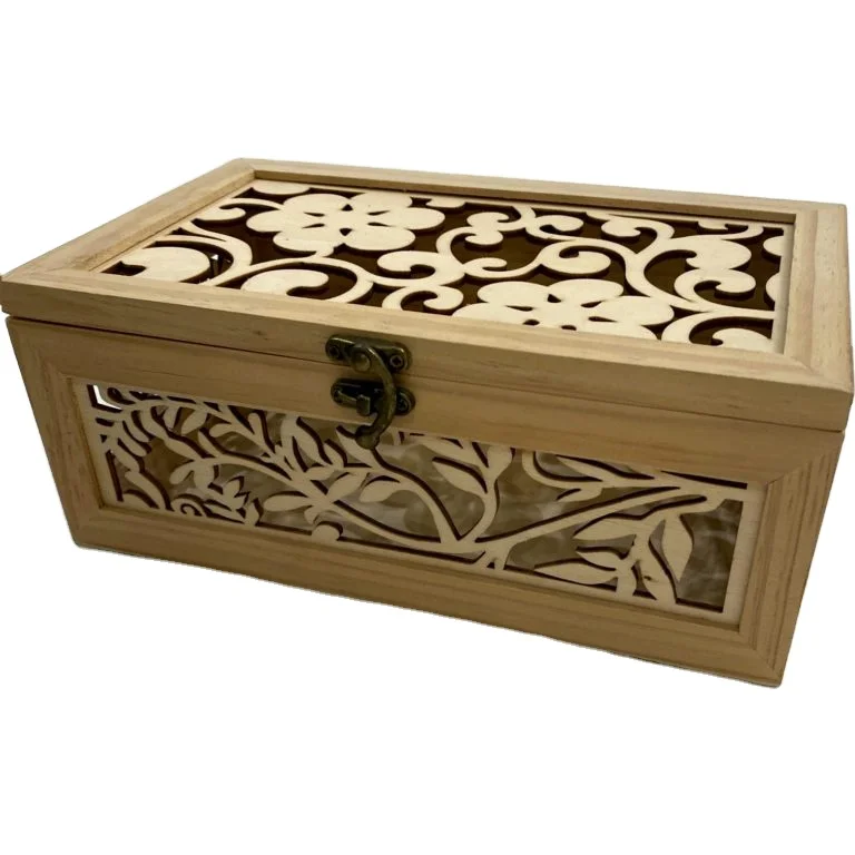 Wholesale Custom Laser Cut Unfinished Wooden Crafts Wood Box for