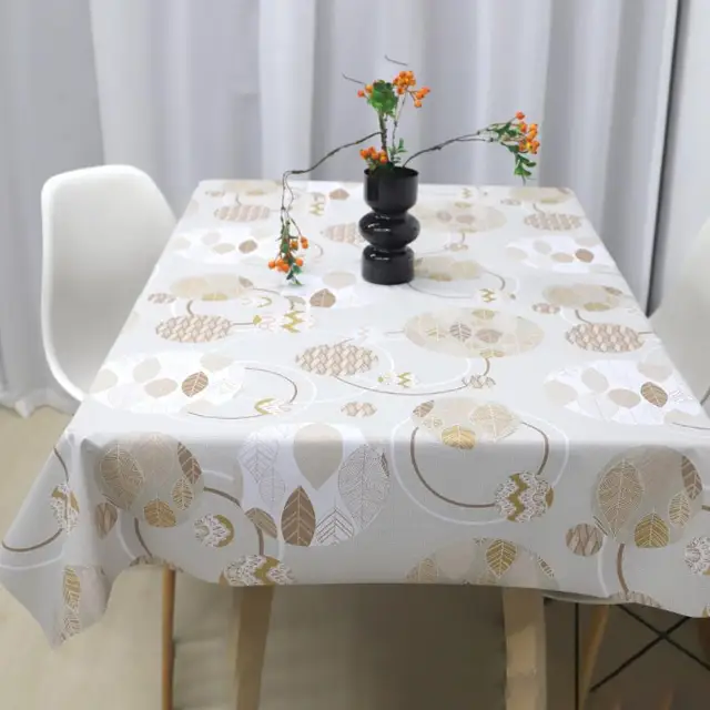 Eco-Friendly Floral Printed Square Pattern Tablecloth PVC/Plastic Cloth for Home Dining Wedding Parties