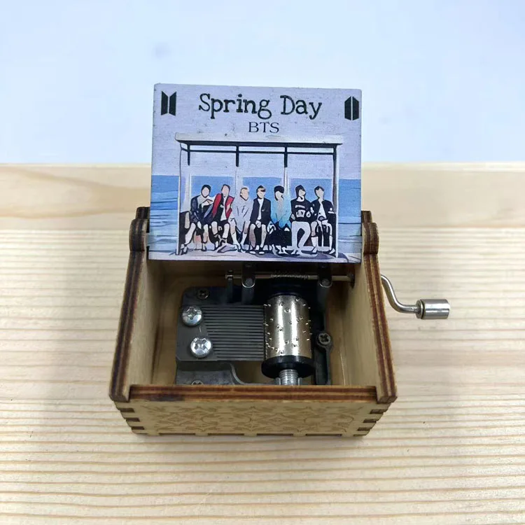 New Arrival Hand Crank B-T-S Music Box Toys - Wooden Music Box for