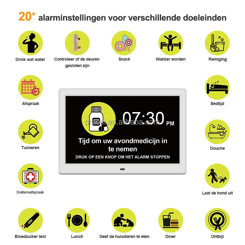 Customize Android Touch Screen Islam Prayer Athan Azan Clock 10" Inch Digital Calendar Day Clock With Prayer App Black White