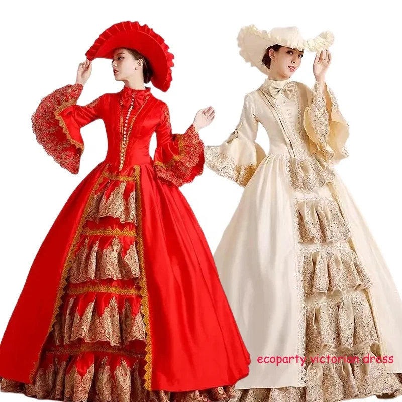 Shop Our Victorian Marie Antoinette Duchess Red Beige Dresses