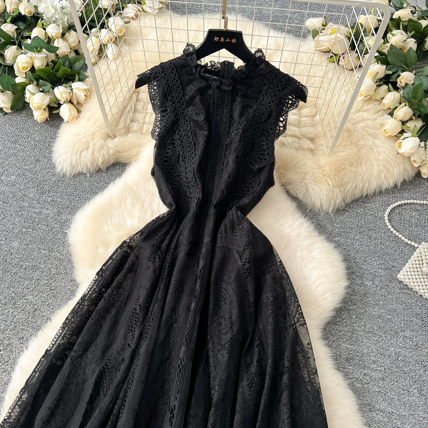 sir the label silk lace dress Aries Cut Out Gown | Black main image 1