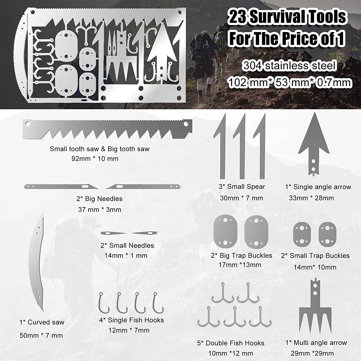 Outdoor Multifunctional Portable Fish Hook Card Camping Survival Tool