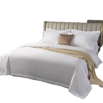 China Supplier  Luxury 100% Cotton White Hotel Bedding Set King Size Linen Flat Bed Sheet Sets