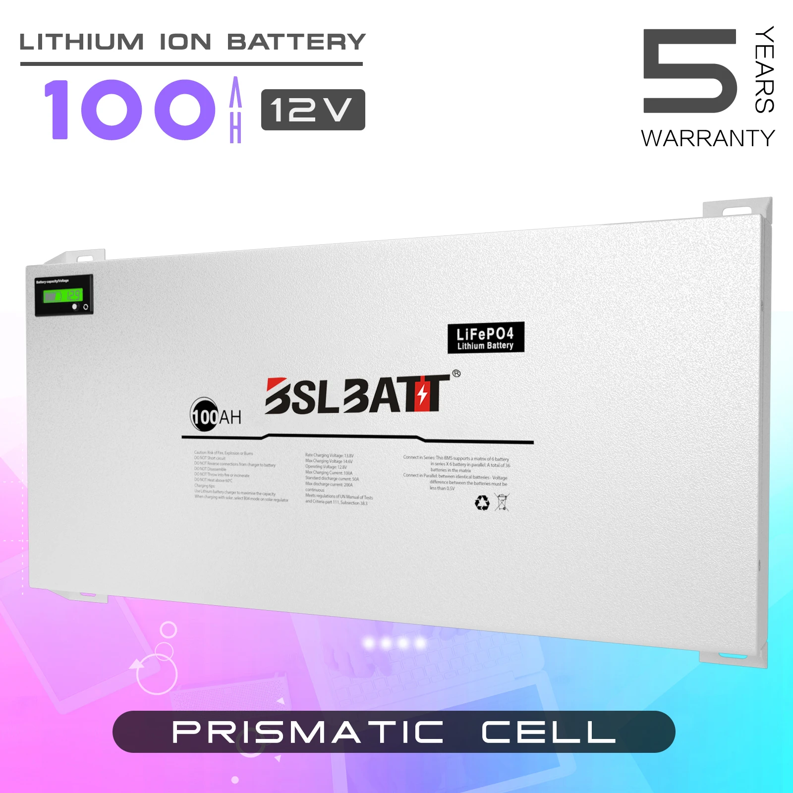 BSLBATT Lifepo4 12 Volt 100ah Lithium Iron Lipo4 Battery 12v 100ah 400ah Lithium Slim Solar Energy Battery