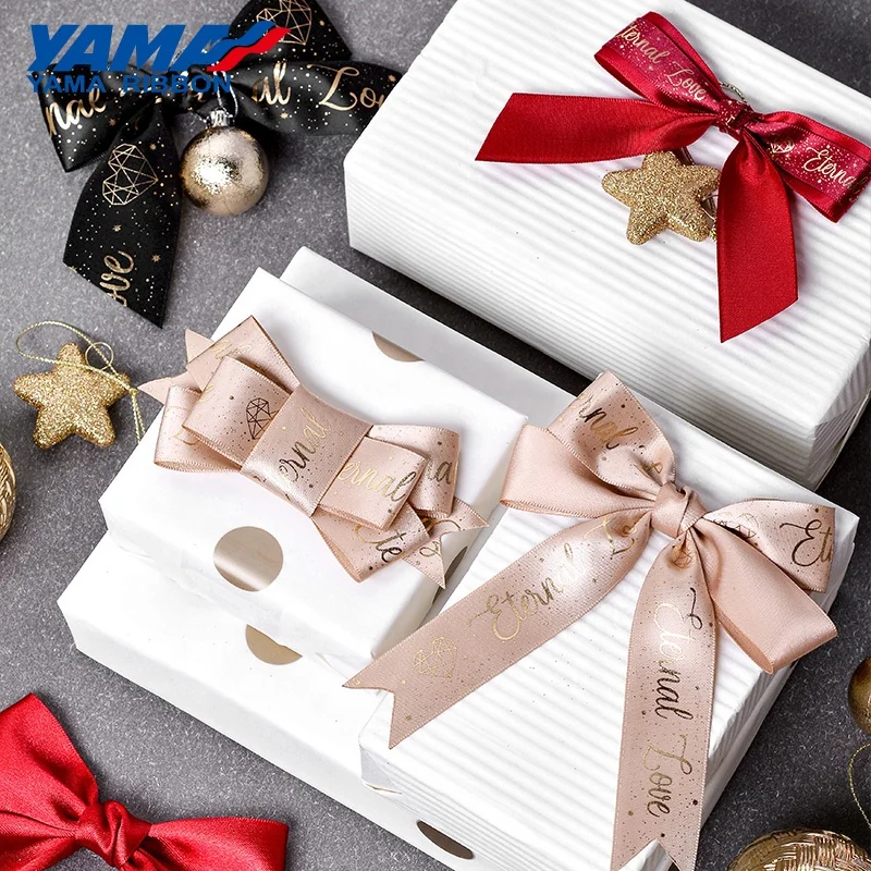 Yama Factory Custom Size Satin Bows Pre Tied Gift Ribbon Bows With Elastic Loop