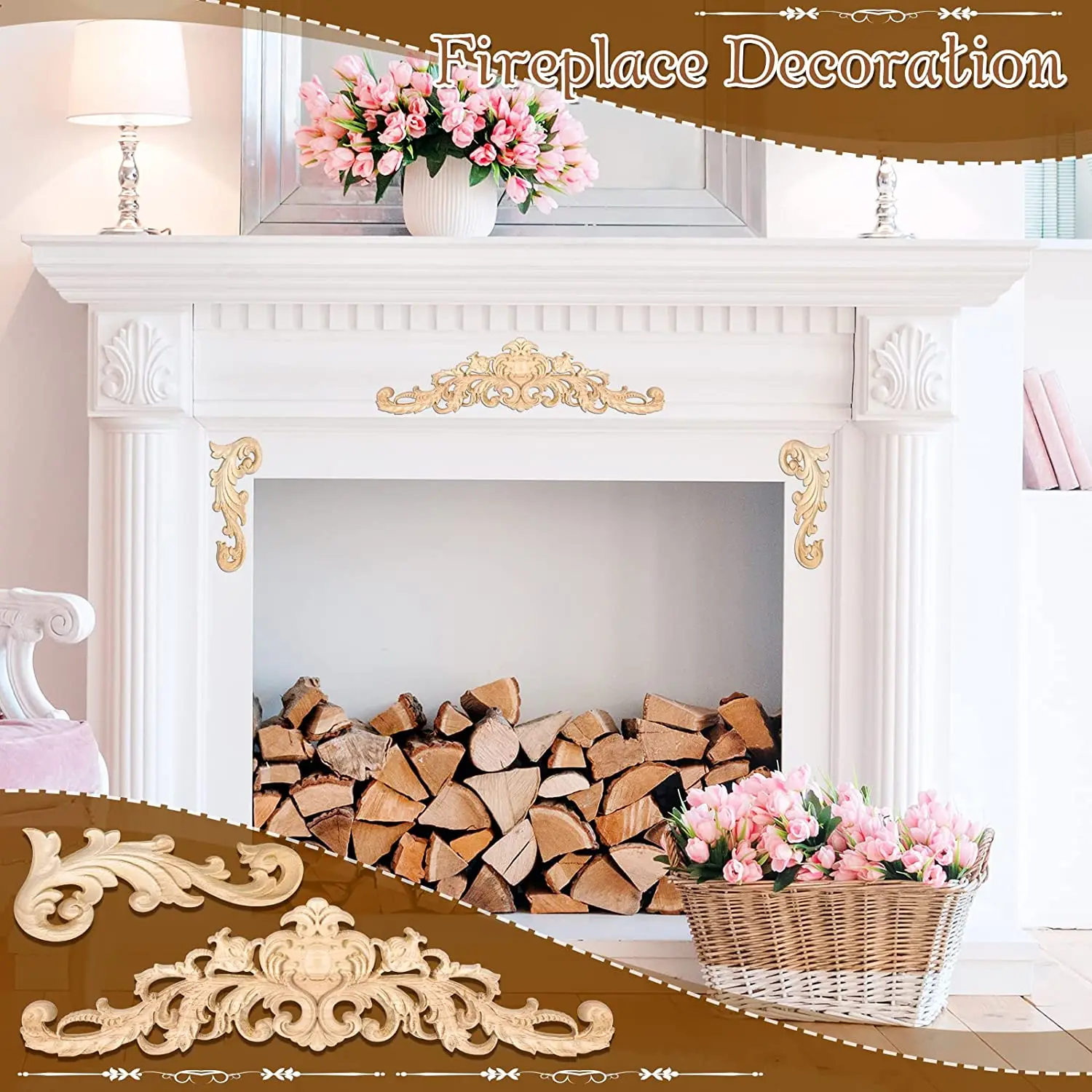 PC3L-12800 RAM 50pcs Solid Wood Carved Corner Onlays - Unpainted Furniture  Applique DIY Decor Unpainted Wood Appliques, image size:1500x1500
