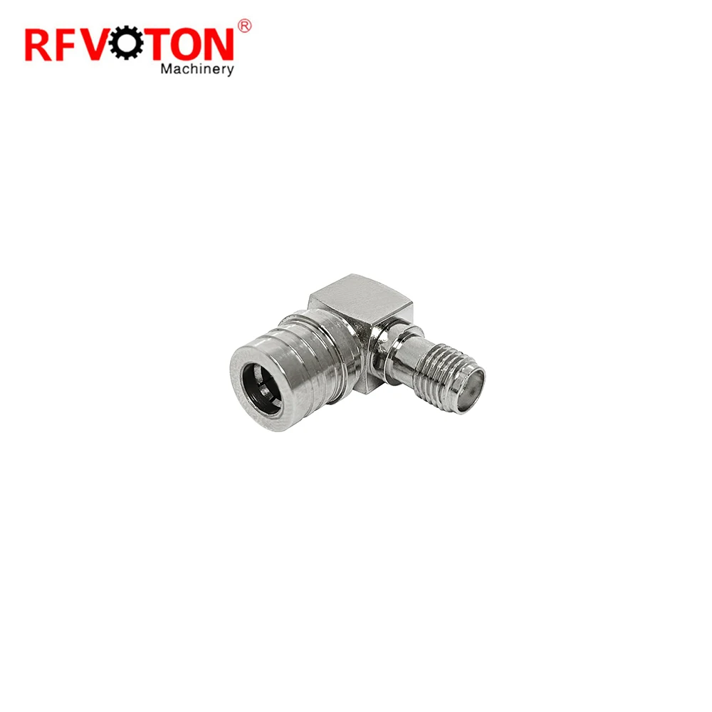 Adaptor QMA Male Plug To SMA Female Jack RF Connector Brass Right Angle R-A Elbow QMA To SMA Type manufacture