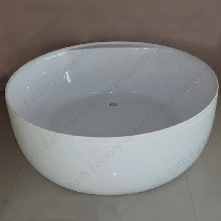 CE Poland Small 130 cm Round Soaking Tub Freestanding Acrylic Whirlpool Bathtub