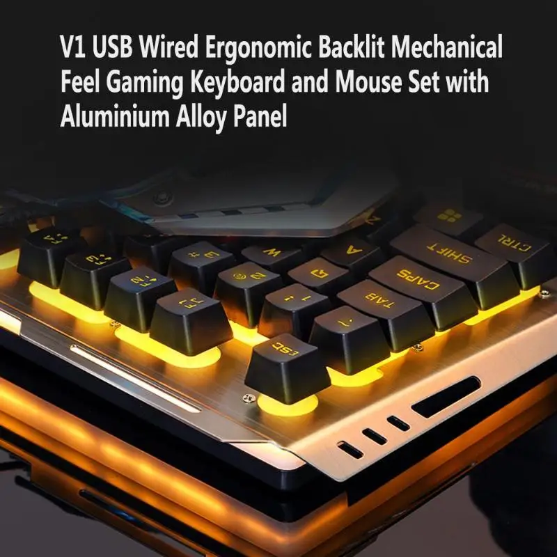 V1 Manipulator Keyboard and Mouse Set Notebook Desktop Wired Gaming Keyboard