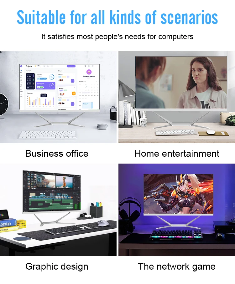 Desktop Computer All in One Pc 23.8 Inch Pc All-In-One Desktop Computer I3 I5 I7 Ssd 4K Desktop Pc All in One