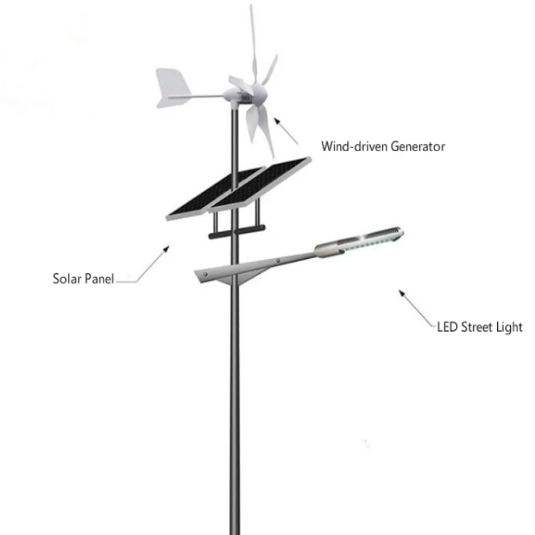 Hybrid Solar Street Light with Wind Turbine 300W MPPT Integrated Light Sensor Clean Green Energy 8m Pole Solar Road Lamp