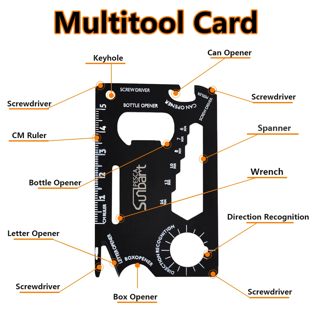 Multi Tool Card with Led Light Travel Multi Tool Pocket Knife Set Manicure for Man Survival Credit Card Tool for Camping