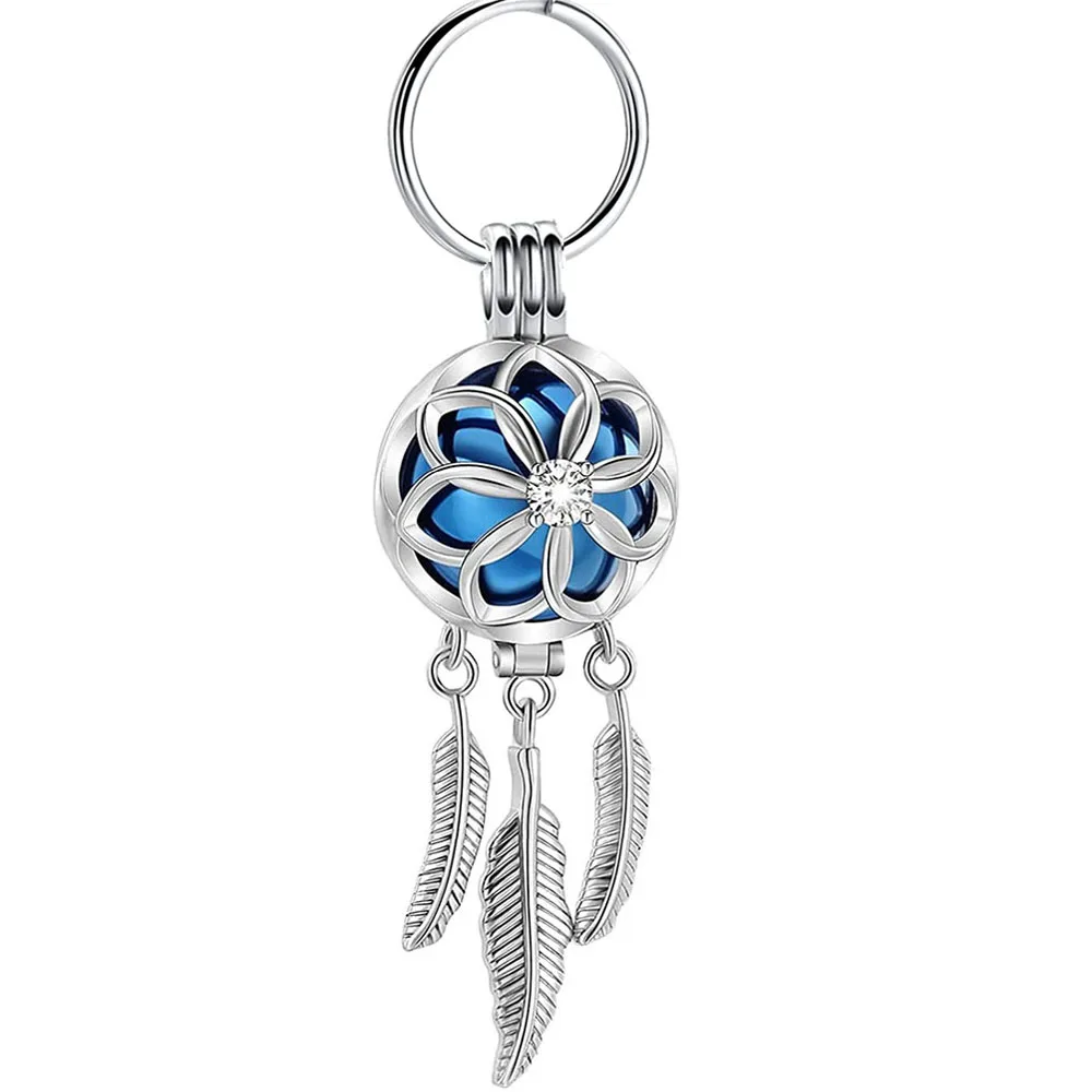 Cremation Jewelry Stainless Steel Urn Feather Tassel Hollow Keychain Cremation Aluminum Urn Memorial Pet/Human