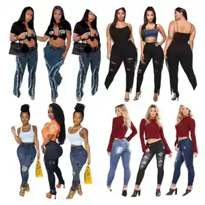 High Quality Women's Denim Jeans Regular Straight Modest Style Stretch Plus Size High Waist Breathable with High Modesty