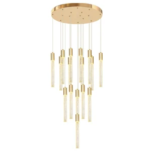 Drop Big Luxury Modern High Ceiling Lobby Villa House Hanging Stair Crystal Lamps Led Long Chandelier Pendant Light Fixture