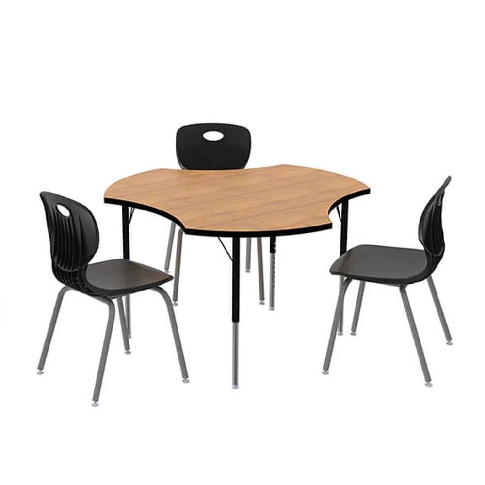 Custom Dimensions Interactive Durable Students Desks and Chairs Classic School Library Furnitures Attached Solid Fittings Wood