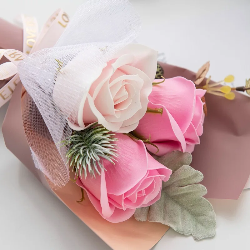 Ychon Artificial Small Bouquet Flower Soap and Dried Champagne with Roses for DIY Gift to Wedding Party Mother's Day Gift