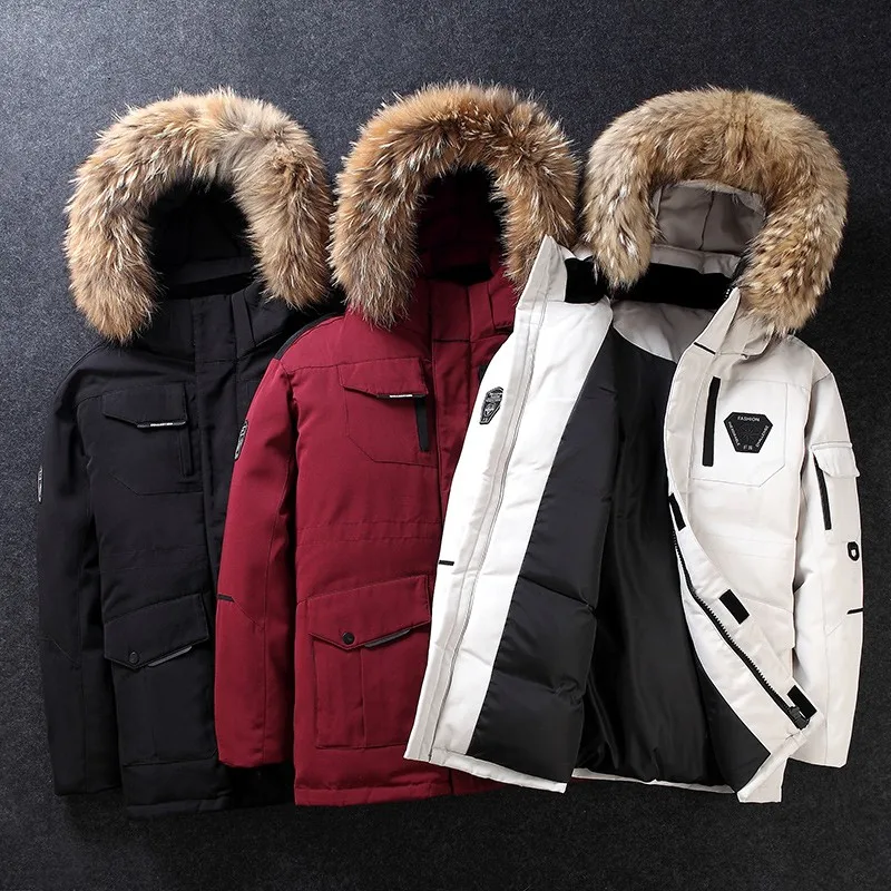 Men's Winter Parka Jacket With Stand Collar And Duck Down Filling_voghion.com