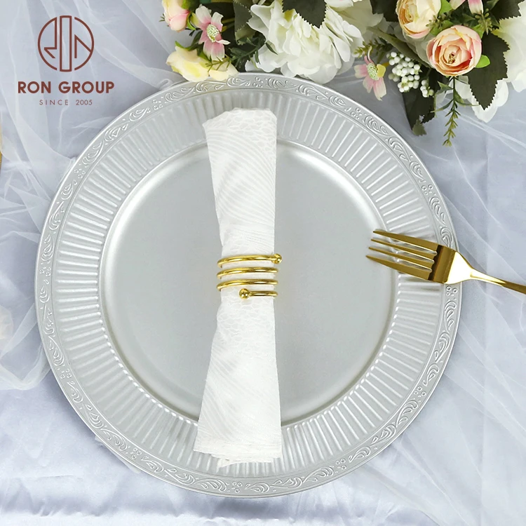 Wholesale Cheap Reusable High Sale Plastic Gold Reef Charger Plate Wedding Party Table Decorative 13 inch Charger Plates