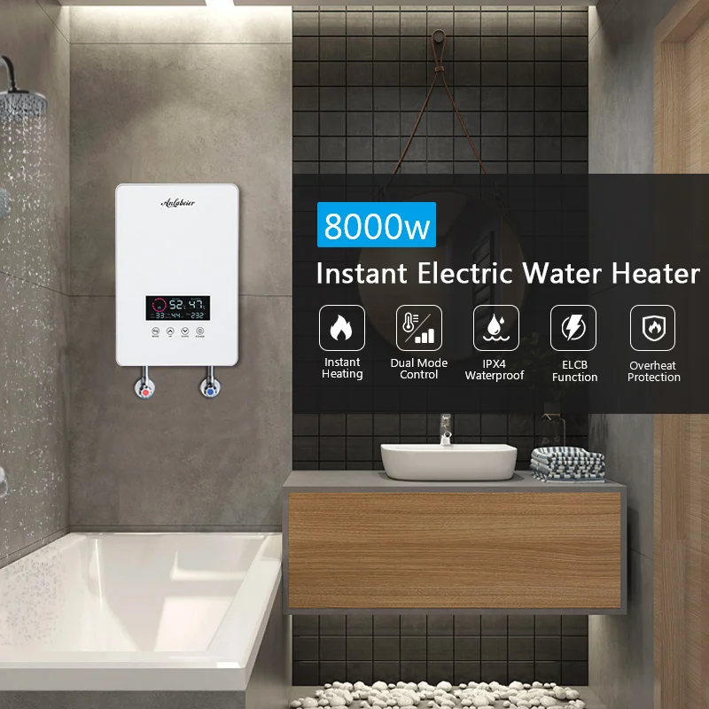 Pemanas Air Listrik Instan Tanpa Tangki, Pemanas Air Termostatik Mandi 110V