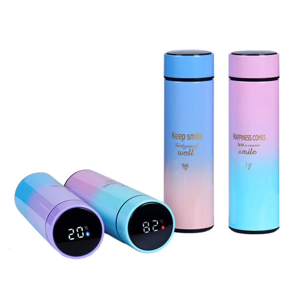 New Power Intelligent Stainless Steel Thermos Bottle Temperature Display  Vacuum Flasks Double Walled Coffee Cup Smart Water Bottle Gifts (500ML,  Pink)