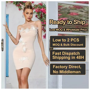 Wholesale French Style Luxury Strapless Custom Mini Dress Women's Summer 3D Flower Dresses Women Party Sexy Ladies Clothing