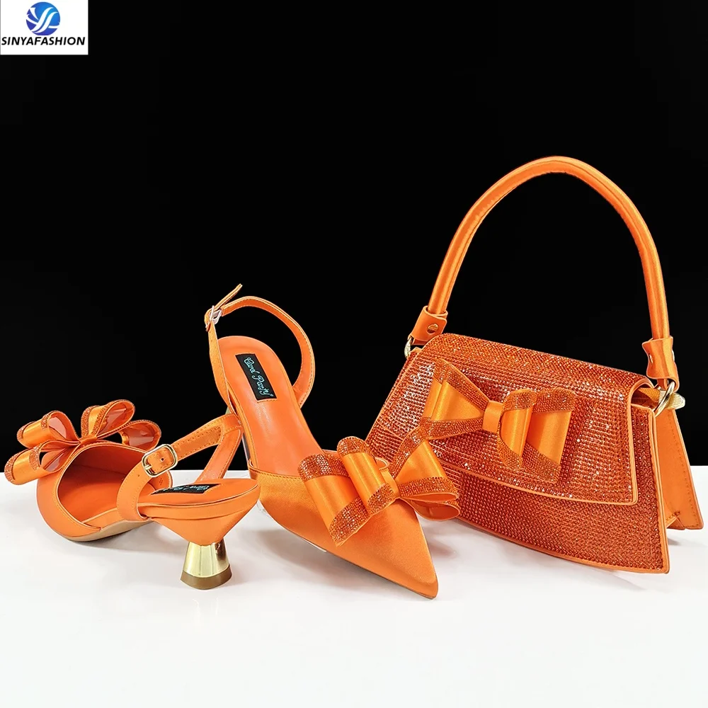 Sinya High Quality Summer Matching Shoes and Bags Beautiful Italian Bridal  Shoes and Bag Set for African Women Party Wedding