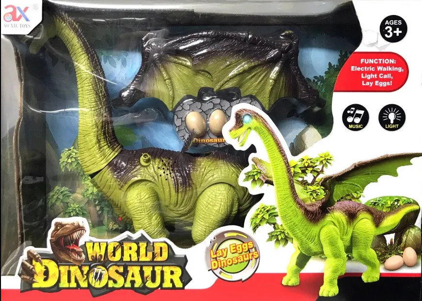 BATTERY OPERATED 3 FACE DINOSAUR BRACHIOSAURS LAYS EGG TOY WALK SOUND GREAT GIFT 