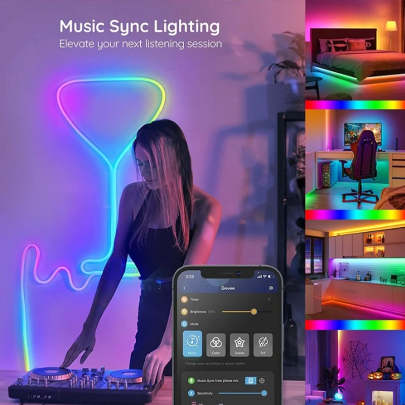 5V Colorful USB Light Bar RGB Flashing Color Change 5050 Flow Light with Running Horse Lantern Desktop Atmosphere Lamp