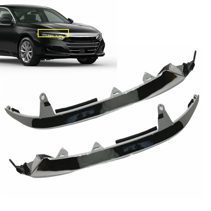 OEM auto parts front body kit front bumper upper headlight chrome black molding for Honda accord 2021 2022