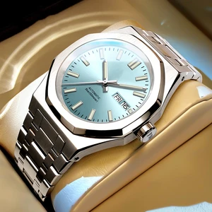 ODM Design OEM Customized LOGO Octagon Cut Luxury Stainless Steel NH36 Automatic Mechanical Movement Mens Watches