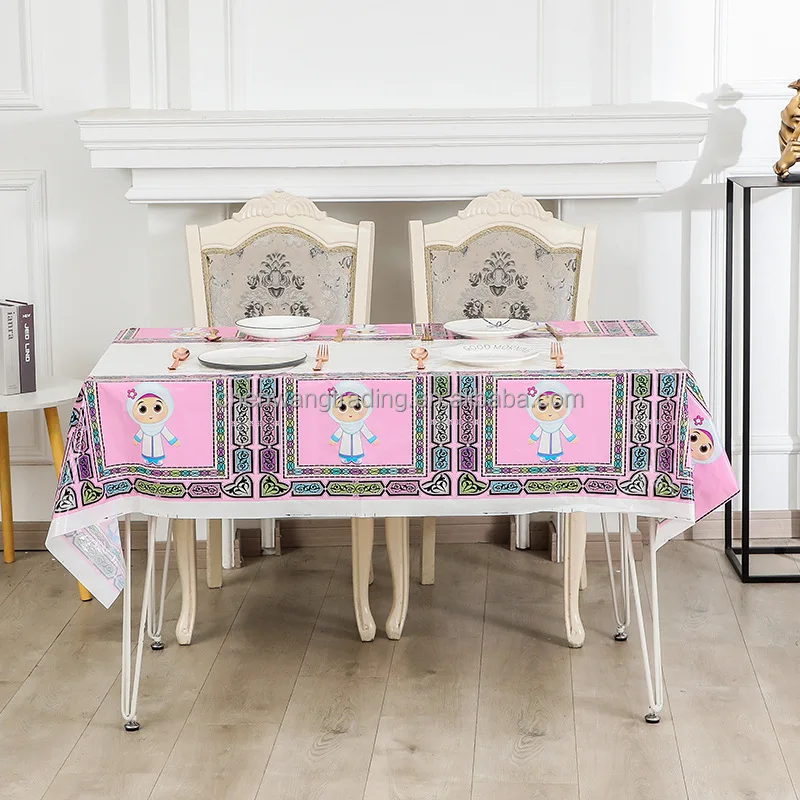 108*180cm MUBARAK table cloth Ramadan Decoration For Muslim EID Party Supply RF 