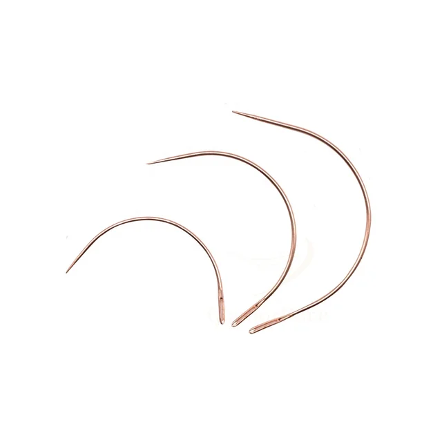Hot Selling Rose Gold Curved Hand Sewing Needles C Type Wig Making Needle Hair Weaving Needles