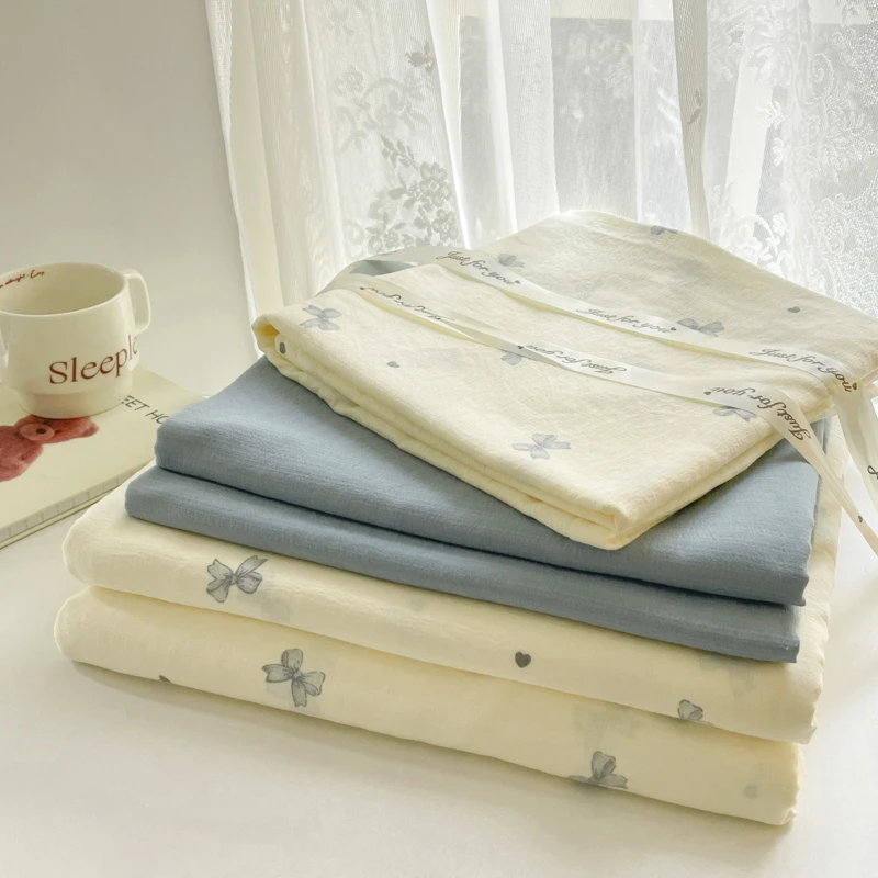 Modern Summer Simple Cloud Sense Jacquard Knitted Double Yarn Printed Four-Piece Bedding Set for Students for Dormitories