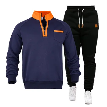 Men's Slim Fit Quarter-Zip Solid Pattern Golf Workout Tracksuit for Autumn Season