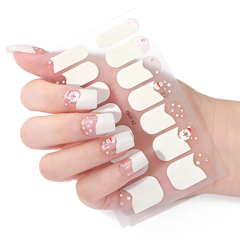 Kostenloser Probeversand Selbstklebend 100% Gel 3D Nagellack-Umhüllungen wasserfest Zeit sparende Diamant 14 Streifen Halbgehärtetes Kunststoffmaterial