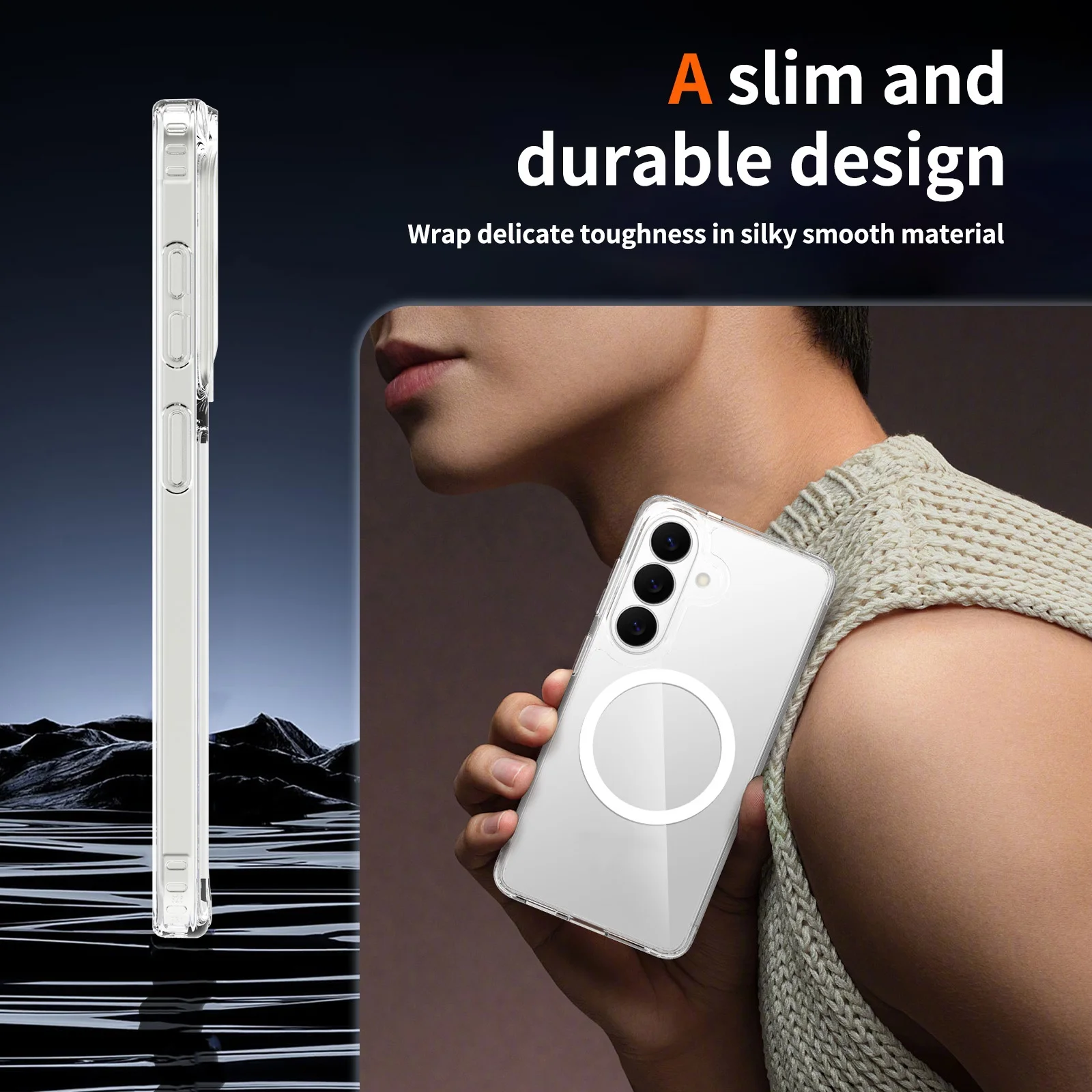 product laudtec customize anti fall hard magnetic waterproof tpupc phone cover for for s26 edge protective phone case clear shockproof-7