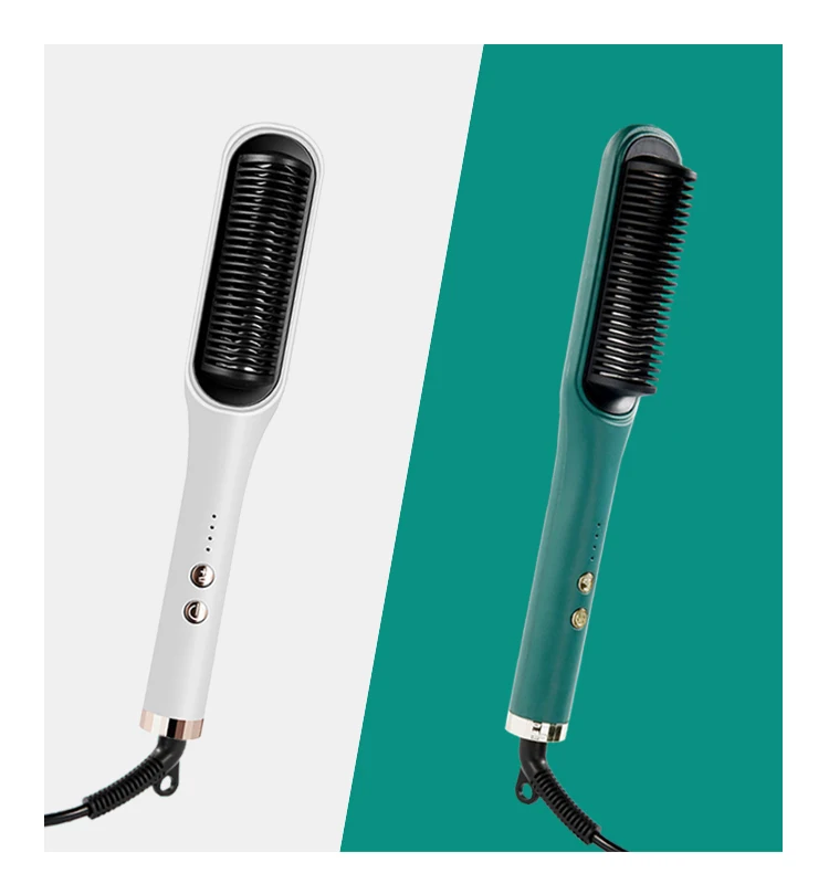 Straightener Curler 2 In1 Hair Brush Electric Hot Comb Lisseur De