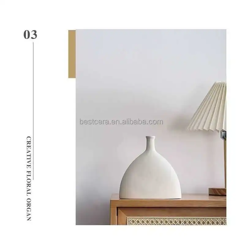 Nordic donut vase high-quality tabletop vase ins flower arrangement ivory white ceramic vase for home decor