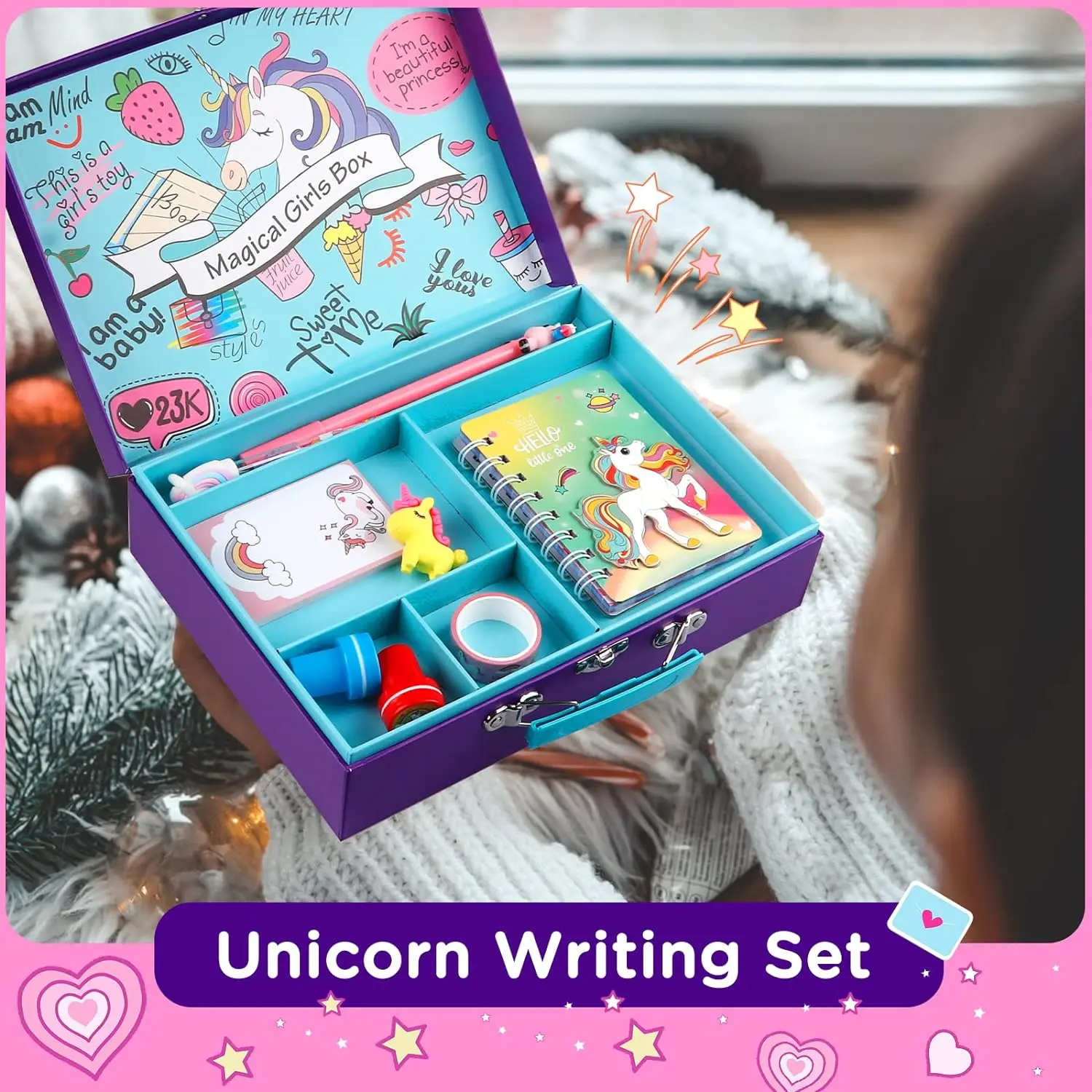 Huiye Unicorn Stationery Set Pretty Educational School Supplies Gift ...