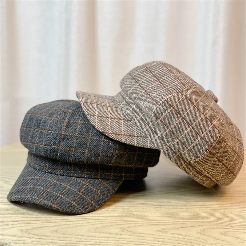 Women Beret Newsboy Hat French Woolen Cap Classic Autumn Spring Winter Octagon Hat