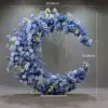 Floricultura de puerta de luna de iris azul, incluido estante con ruedas