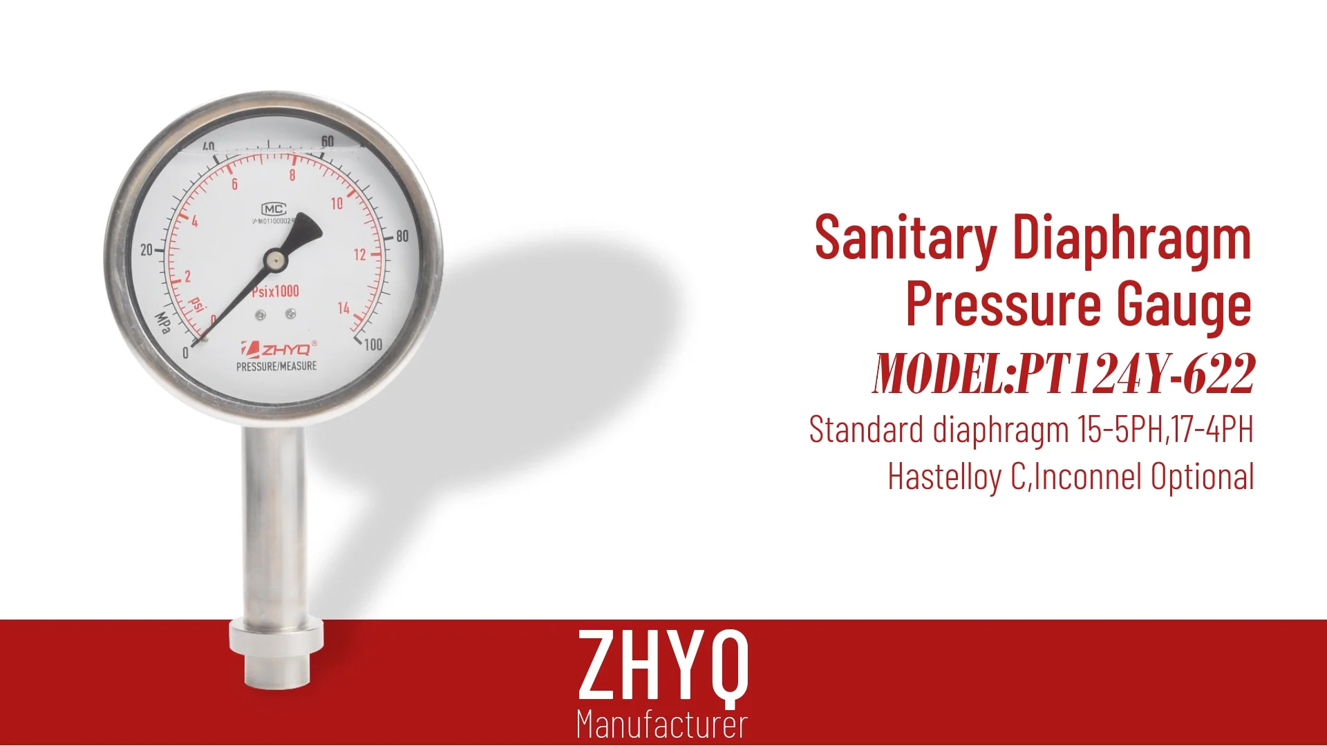 Full Stainless Steel Manometer Oil Filled Pressure Plate Sanitary