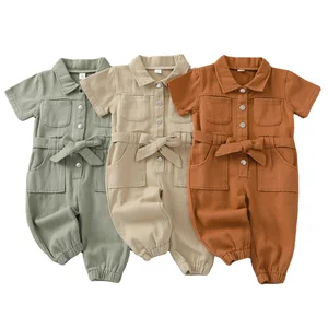 2021 New Fashion Cute Trendy Blank Jeans Jumpsuits Toddler Girls Overalls Pants with Pocket Outfits Romper