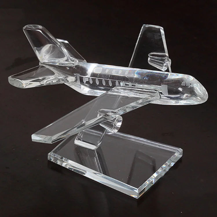 Factory Direct Selling Custom Crystal K9 Crystal Airplane Model Crystal Figurine for Souvenir