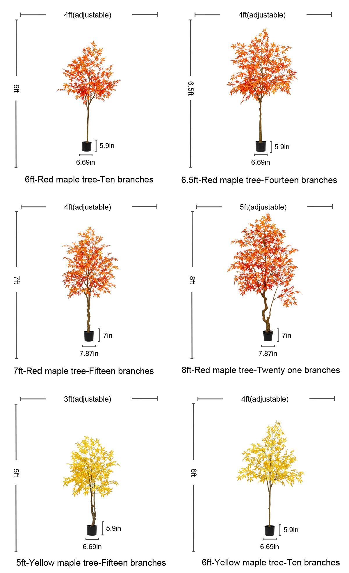 Large Artificial Plants for Indoor Artificial Trees for Outdoor Simulation Plants With Pot Red Faked Tree Bonsai Decoration manufacture