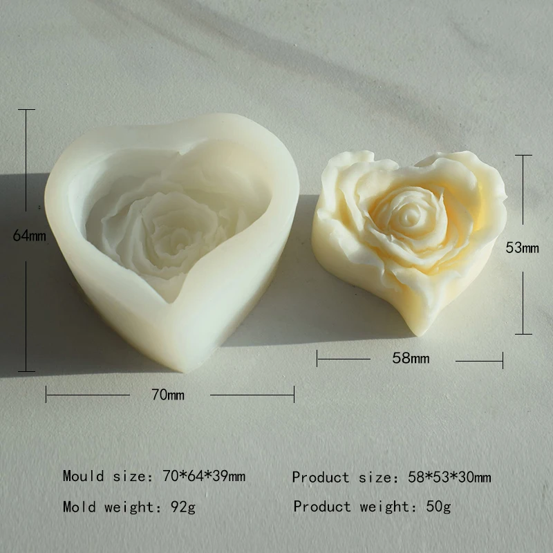 Rolin Roly 3D Herzform Silikon-Kerzenform – Transparent, 7,6 Cm, Wiederverwendbar Für DIY-Kerzen